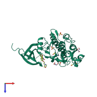 PDB entry 4gh2 coloured by chain, top view.