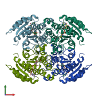 PDB entry 4gh5 coloured by chain, front view.