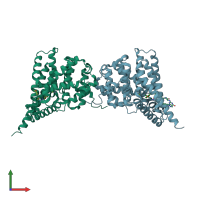 PDB entry 4gh6 coloured by chain, front view.