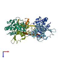 PDB entry 4gha coloured by chain, top view.