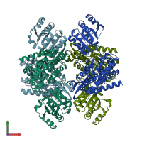 PDB entry 4ghk coloured by chain, front view.