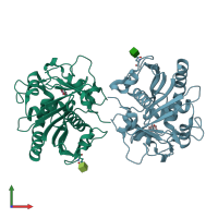 PDB entry 4ghw coloured by chain, front view.