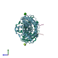 PDB entry 4ghw coloured by chain, side view.