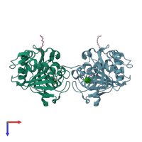 PDB entry 4ghw coloured by chain, top view.