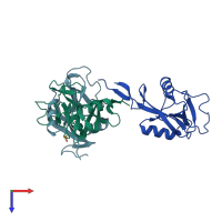 PDB entry 4gi0 coloured by chain, top view.