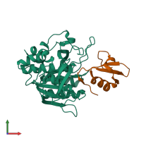 PDB entry 4gi3 coloured by chain, front view.