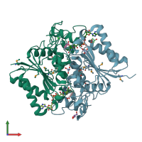 PDB entry 4gi5 coloured by chain, front view.
