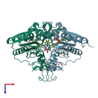 PDB entry 4gi5 coloured by chain, top view.