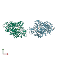 PDB entry 4gi8 coloured by chain, front view.