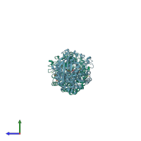 PDB entry 4gi8 coloured by chain, side view.