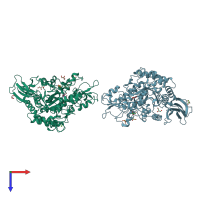 PDB entry 4gi8 coloured by chain, top view.