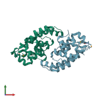 PDB entry 4giw coloured by chain, front view.