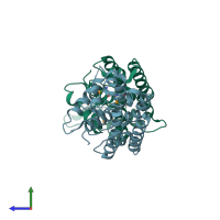 PDB entry 4giw coloured by chain, side view.