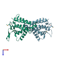 PDB entry 4giw coloured by chain, top view.