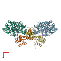 PDB entry 4giz coloured by chain, top view.