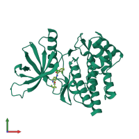 PDB entry 4gj2 coloured by chain, front view.