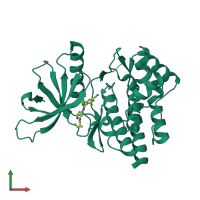 PDB entry 4gj3 coloured by chain, front view.