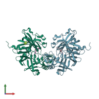 PDB entry 4gj5 coloured by chain, front view.