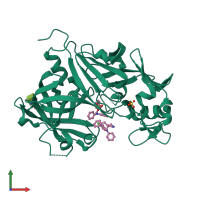 Monomeric assembly 2 of PDB entry 4gj6 coloured by chemically distinct molecules, front view.