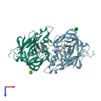 PDB entry 4gj6 coloured by chain, top view.