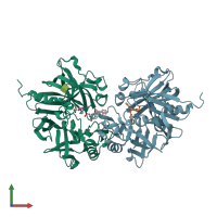 PDB entry 4gj8 coloured by chain, front view.