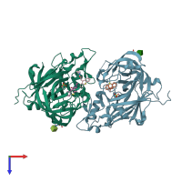PDB entry 4gj8 coloured by chain, top view.