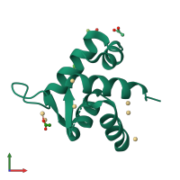 PDB entry 4gje coloured by chain, front view.