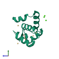 PDB entry 4gjg coloured by chain, side view.