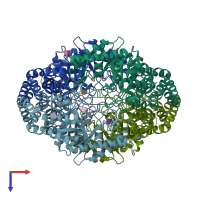 PDB entry 4gji coloured by chain, top view.