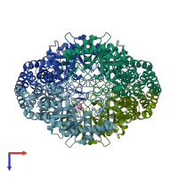PDB entry 4gjj coloured by chain, top view.