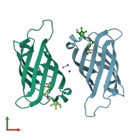 PDB entry 4gjs coloured by chain, front view.