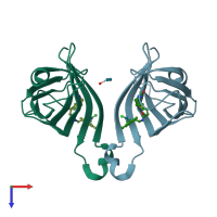 PDB entry 4gjs coloured by chain, top view.