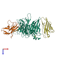 PDB entry 4gjt coloured by chain, top view.