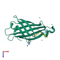 PDB entry 4gjv coloured by chain, top view.