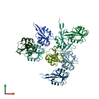 PDB entry 4gjx coloured by chain, front view.