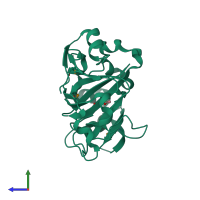 PDB entry 4gjy coloured by chain, side view.