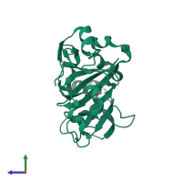 PDB entry 4gjz coloured by chain, side view.