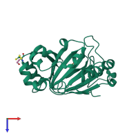 PDB entry 4gjz coloured by chain, top view.