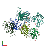 PDB entry 4gk1 coloured by chain, front view.