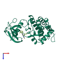 PDB entry 4gk3 coloured by chain, top view.