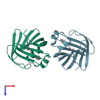 PDB entry 4gkc coloured by chain, top view.