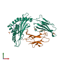 Hetero trimeric assembly 1 of PDB entry 4gkn coloured by chemically distinct molecules, front view.