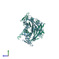 PDB entry 4gkq coloured by chain, side view.