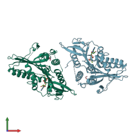 PDB entry 4gkr coloured by chain, front view.