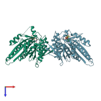 PDB entry 4gkr coloured by chain, top view.