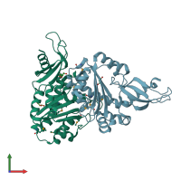 PDB entry 4gl6 coloured by chain, front view.