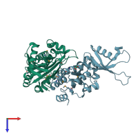 PDB entry 4gl6 coloured by chain, top view.