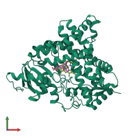 PDB entry 4gl7 coloured by chain, front view.