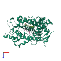 PDB entry 4gl7 coloured by chain, top view.