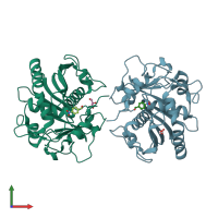 PDB entry 4glb coloured by chain, front view.